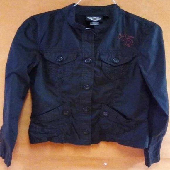 Vintage Harley Davidson Bomber-Style Cotton Shirt/ Jacket American Original RARE - Picture 2 of 7